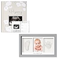 KeaBabies Pregnancy Journal, Pregnancy Announcements & Baby Hand and Footprint Kit - 80 Pages Hard Cover Pregnancy Book For Mom To Be Gift - Baby Footprint Kit, Newborn Keepsake Frame