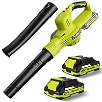 Leaf Blower Cordless - 21V Electric Cordless Leaf Blower with 2 Batteries and Charger, 2 Speed Mode, 2.0Ah Lightweight Battery Powered Leaf Blowers for Lawn Care, Patio, Blowing Leaves