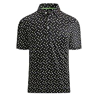 Mens Golf Shirt Moisture Wicking Quick-Dry Print Performance Polo Shirts for Men