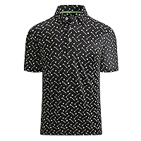 Alex Vando Mens Golf Shirt Moisture Wicking Quick-Dry Print Performance Polo Shirts for Men