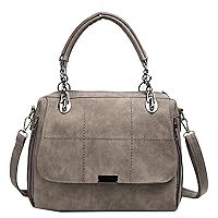 Shoulder Bags, Handbags & Shoulder Bags, Women's Handbags Scrub Shoulder Bags, Large Capacity Matcha Green PU Leather Tote Bag Boston Travel Bag (Gray)