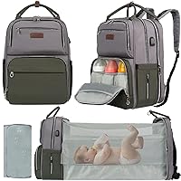 KROSER Diaper Bag Backpack, Multi-functional Baby Diaper Backpack with USB Charging Port, Large Capacity Travel Backpack for Mom
