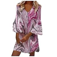 Women's Fashion 3/4 Tiered Ruffle Bell Sleeve V Neck Mini Dress Elegant Cocktail Party Wedding Guest Dresses Plus Size