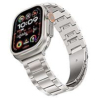 TRUMiRR No Tool Needed Titanium Band for Apple Watch Ultra 2 49mm, Titanium Metal Watchband Quick Release Adjustable Strap for iWatch SE (2nd Gen) Series 9 8 7 6 5 4 3 2 1 45mm 44mm 42mm