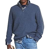 Men's Soft Sweaters Quarter Zip Pullover Sweatshirt Mock Neck Polo Sweater Casual Pullover Sweater with Ribbing Edge