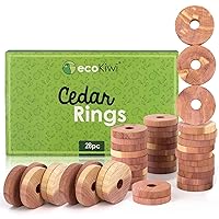 ecoKiwi Cedar Blocks for Clothes Storage - 28 Pack Cedar Rings - Cedar Planks for Closet - Cedarwood Oil Scented Chips with Sandpaper - Natural Cedar for Closets Drawer Freshener Protection & Control