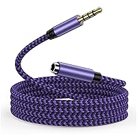 3.5mm Male to 3.5mm Female Stereo Audio Extension Cable 6FT Nylon Braided Jack Headphone Splitter Aux Cord Adapter Compatible iPhone,Samsung Galaxy,Google Pixel,iPad,Car Stereo,Headset,Tablet,Player