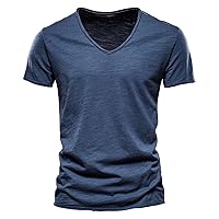 Mens T Shirt Basic Classic Everyday Shirt Muscle Workout Gym Shirts Casual Comfortable V Neck Short Sleeve Solid Slim Fit Tee