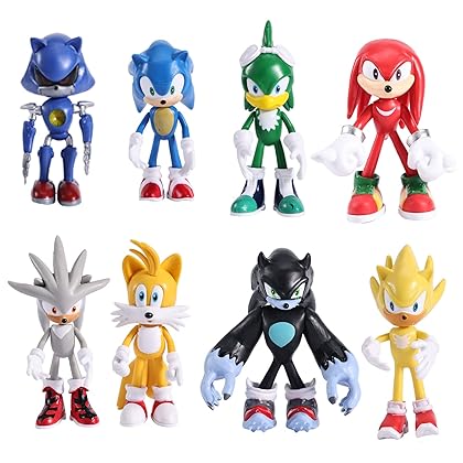 KAMOR Sonic Toys-Action Figures,4.8'' Tall with Movable Joint Playsets Toys, (Pack of 8)