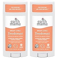 Earth Mama Bright Citrus Deodorant | Safe for Sensitive Skin, Pregnancy and Breastfeeding, Contains Organic Grapefruit and Calendula, Baking Soda and Aluminum Free, 2.65-Ounce (2-Pack)