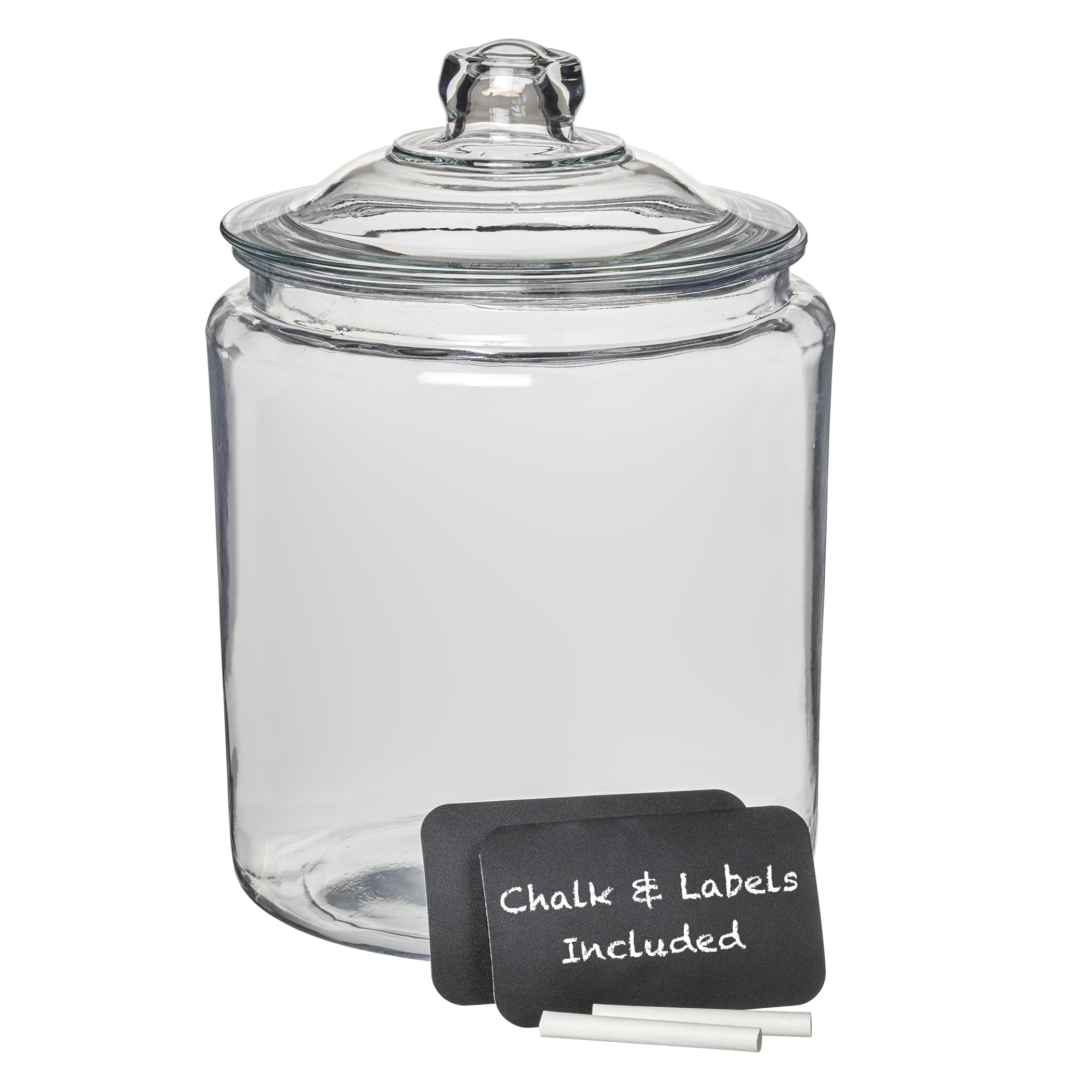 Anchor Hocking Heritage Hill Lid and 2 Chalkboard Labels Glass Jar, 2 Gallon, Set of 1, Clear