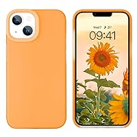 GUAGUA Compatible with iPhone 13 Case 6.1 Inch Liquid Silicone Soft Gel Rubber Slim Thin Microfiber Lining Cushion Texture Cover Shockproof Protective Phone Case for iPhone 13, Jelly Orange