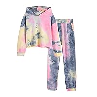 Greatchy Girls Clothes Tie Dye Sweatshirt Hoodies Pullover Tracksuit Sweatsuits Set Outfits Pants Sweatpants With Pockets