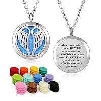 Essential Oil Necklace Diffuser Family Tree of Life Necklace Pendant Aromatherapy Locket Gifts (Angel Wing)