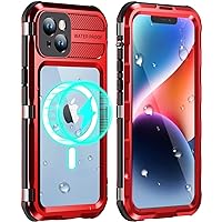 WIFORT for iPhone 14 Waterproof Case - Metal Full Body Protection Case Built-in [Screen Protector][IP68 Water Proof][14FT Military Grade Dropproof][Compatible with MagSafe] Phone Cover, 6.1