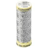 Gutermann Metallic Effect Nylon/Polyester Thread, 50m/55 yd, Silver