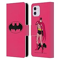 Head Case Designs Officially Licensed Batman DC Comics Pink Logos Leather Book Wallet Case Cover Compatible with Apple iPhone 11