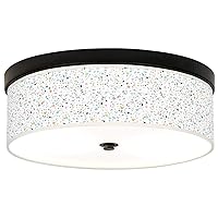 Colored Terrazzo Giclee Energy Efficient Bronze Ceiling Light with Print Shade