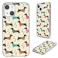 for iPhone 14 Case,iPhone 13 Case for Women Men Girl,AKORAVO Full Protective Shockproof Slim Soft TPU Clear Phone Cover Cases for iPhone 14/13 6.1,Cute Cartoon Animal Pet Dog Dachshund Paw