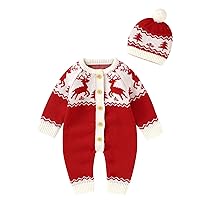 Size 8 Hoodie Baby Cotton Hat Xmas Sweater Knitted Girls Outfits Set Romper Boys Christmas 2t Long Sleeve Shirts