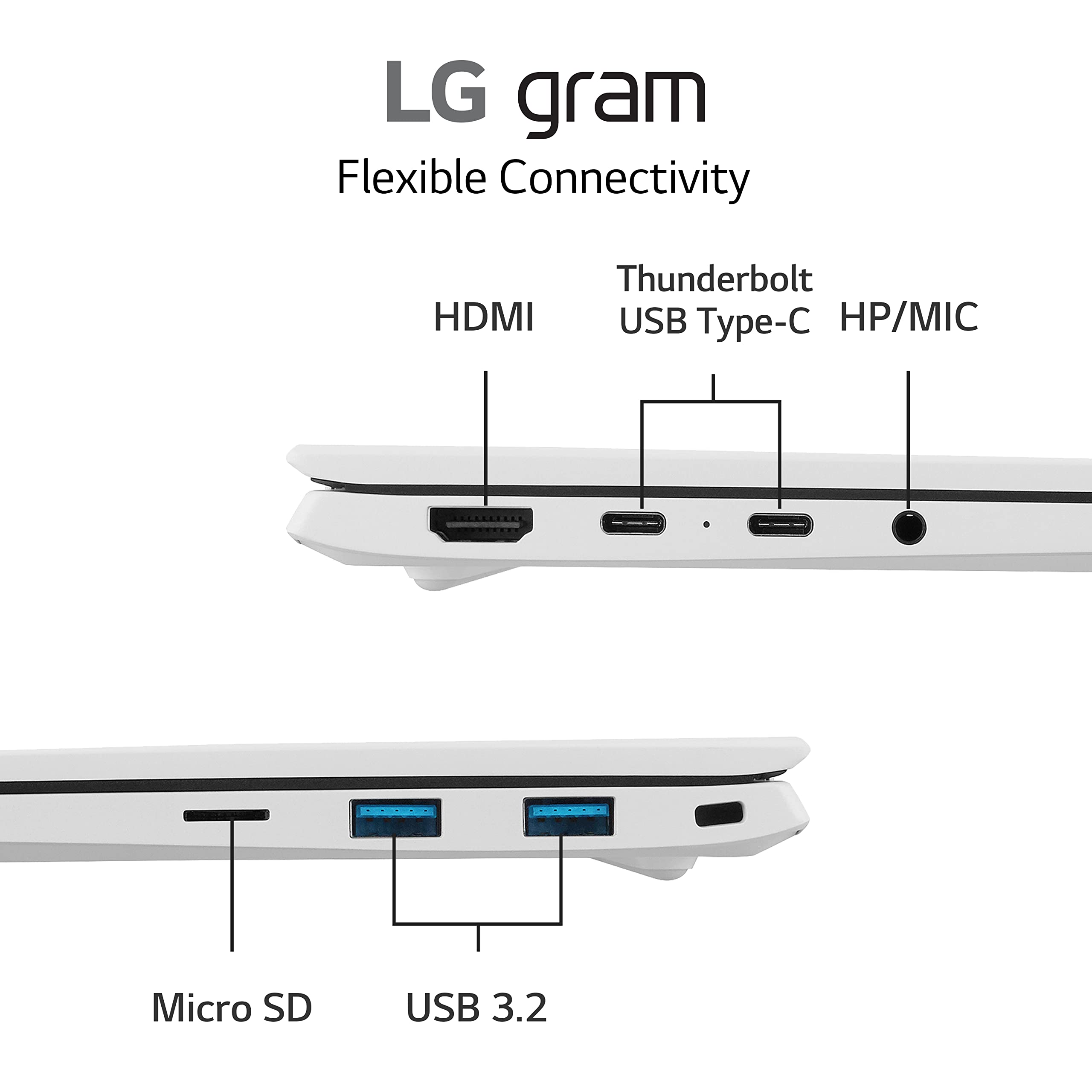 LG gram 14” Lightweight Laptop, Intel 13th Gen Core i5 Evo Platform, Windows 11 Home, 8GB RAM, 512GB SSD, White