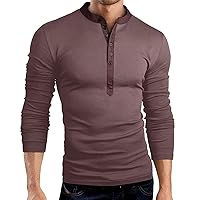 Men's Henley Shirt Slim Fit Muscle Shirt Long Sleeve Casual T-Shirt Gym Workout Athletic Shirt Tees with Button