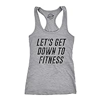 Let's Get Down to Fitness Womens Fitness Tank Funny Workout Gym Graphic Shirt