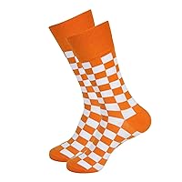 Tennessee Checkerboad Orange and White Mens Socks - Apparel Gift for Tennessee Vols Fans - TN Volunteer Sport Fans and Alumni Gifts - Basketball and Football Fan