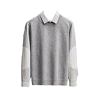 Fake Two Piece Knitted Sweater Men's Korean Striped Shirt Collar Men's Long Sleeve Collar Autumn Top