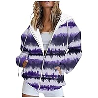 Womens Fashion Oversized Hoodies Full Zip Graphic Jackets Fall Y2k Workout Sweatshirts Winter Warm Comfy Clothes
