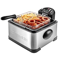 Chefman 4.5L Dual Cook Pro Deep Fryer with Basket Strainer and Removable Divider, Jumbo XL Size, Adjustable Temp & Timer, Perfect for Chicken, Fries, Chips and More, Easy to Clean, Stainless Steel