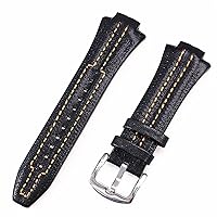 for Seiko Sportura SNL029P2-SNL021P1 SNL595P2 SNL017P1 Leather Watch Strap Watchband Bracelet Belt 27mmx15 Convex Mouth (Color : Black, Size : 15mm)