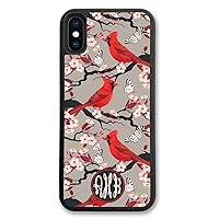 iPhone Xs Max, Phone Case Compatible with iPhone Xs Max [6.5 inch] Cherry Tree Cardinals Monogram Monogrammed Personalized IPXSM