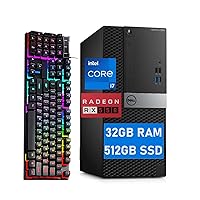 Dell Optiplex 7050 MT Tower Desktop Computer PC i7 w/ RX550 Graphics Card for Gaming and Business, 7050 Tower Computer Core i7-6700, 32GB RAM, 512GB SSD, RGB Keyboard, 4K Support, Win10 pro(Renewed)