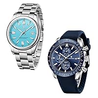 Men Watch Waterproof Luminous Stainless Steel Watch for Men, Chronograph Silicone Strap Watch Dress Quartz Movement Men's Wristwatches with Date
