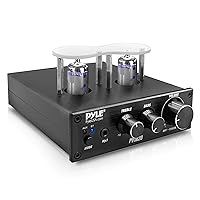 Pyle Bluetooth Tube Amplifier Stereo Receiver - 600W Home Audio Desktop Stereo Vacuum Tube Power Amplifier Receiver w/ 2 Vacuum Tubes, AUX/MP3/Microphone Inputs, Pure Copper Speaker Output - PVTA20