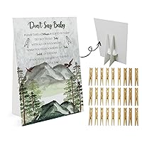 Adventure Don't Say Baby Game (1 Sign And 50 Mini Natural Clothespins） Don't Say Baby Baby Shower Game, Baby Shower Decorations, Baby Shower Games Gender Neutral, Forest Mountain Baby Shower (DS09)