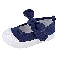 ESTAMICO Kids School Uniform Dress Shoe Girls Bowknot Mary Jane Flat Sneakers for Toddler/Little Kid