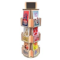 Natural 3 Tier Wooden Rotating Greeting Card Retail Display Stand, Sticker Display Card Stand, Rotating Display Stand & Sticker Holder, Retail Counter Vendor Display, Rotating
