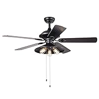 Warehouse of Tiffany HACFL-8308 Upille 3-Light Metal 5-Blade 52-inch Matte Black (Optional Remote Available) Ceiling Fan