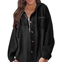 MAVIS LAVEN Womens Oversized Hoodies Coat Waffle Knit Shacket Long Sleeve Button Down Shirts Boyfriend Shirt Jacket