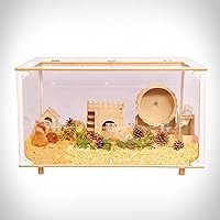 Guinea Pig Cages - Large Wooden and Acrylic Hamster Cage,Rat and Chinchilla Cage with 9 Accessories,Small Animal Playpen Cage for Gerbil/Ferrets/Rabbit,32