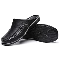 Home Slippers, Men Loafers Slip On Casual Walking Shoes, Men Half Slippers Comfortable Soft Slippers, Plus Size 40-47 7 Black