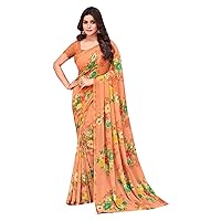 Indian Ethnic Formal & casual Floral Printed Saree Woman Border Sari Blouse 2875