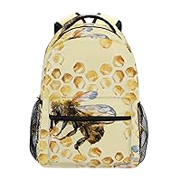 ALAZA Watercolor Bees and Honeycomb60 Unisex Schoolbag Travel Laptop Bags Casual Daypack Book Bag