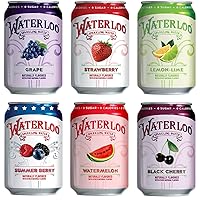 Waterloo Sparkling Water Variety Pack - 6 Pack Sugar Free Flavored Drinks Sparkling Water - Includes Grape Black Cherry Lemon Strawberry Summer Berry Watermelon etc - 12 Fl Oz Cans (Pack of 6 Set 1)