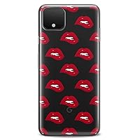 TPU Case Compatible for Google Pixel 8 Pro 7a 6a 5a XL 4a 5G 2 XL 3 XL 3a 4 Themed Lovely Lips Lipstick Slim fit Girls Cute Feminine Print Red Design Clear Flexible Silicone Soft Colorful