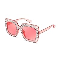 FEISEDY Kids Sunglasses for Girls Oversized Square Sparkling Party Sun Glasses Lightweight Fashion Shades B0053