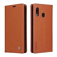 Case for Samsung Galaxy A20/A30 PU Leather Wallet Case Cover,Samsung Galaxy A20 Flip Folio Case with Card Holders,Magnetic Phone Case Compatible with Samsung Galaxy A30,Yellow Brown