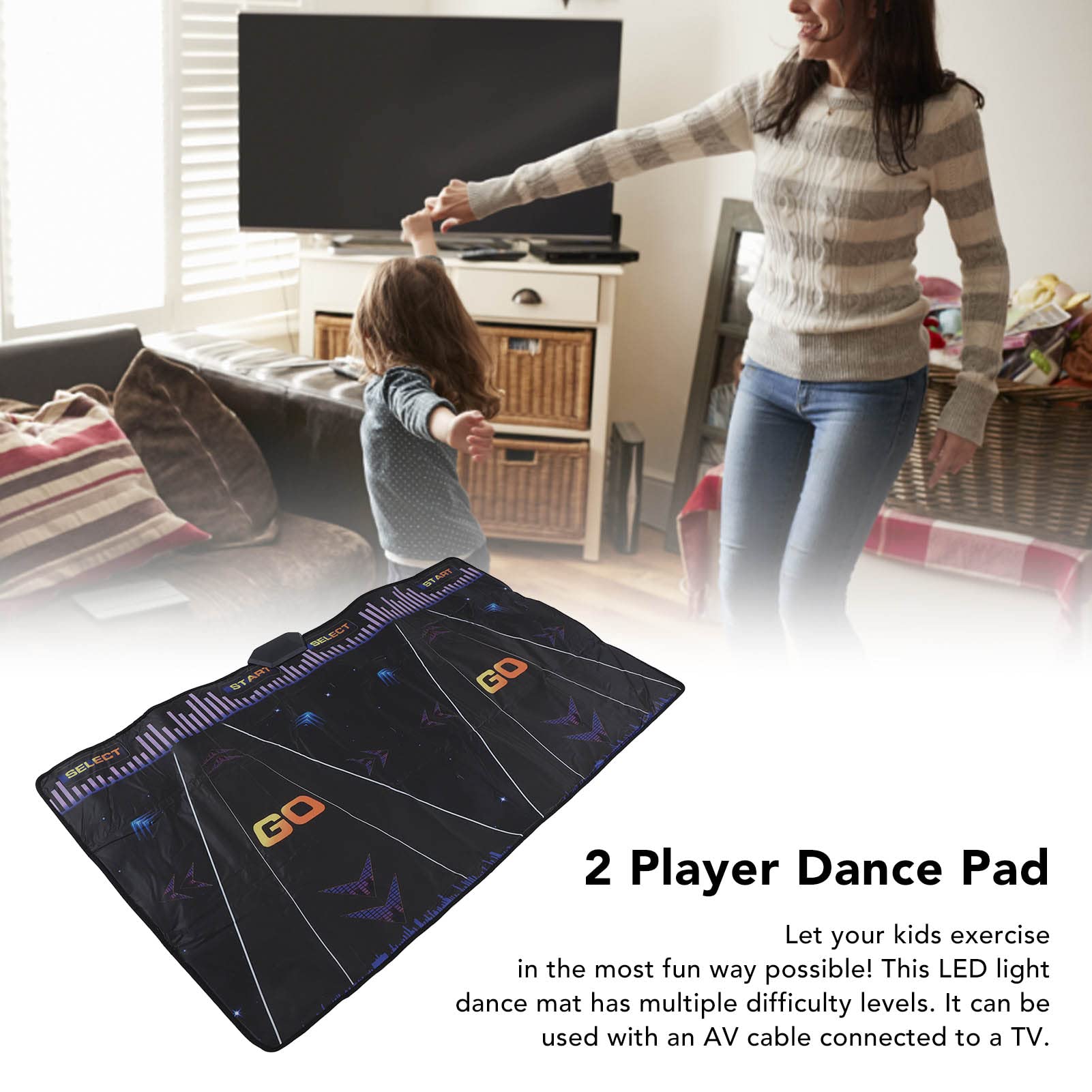 Pilipane Dance Mat,for 3 4 5 6 7 8 9 Year Old Girls Boys,HD 2 Player LED Light High Sensitivity Interactive Educational Runway Dance Pad,Built in Music,Dance Game Mat,for Kids Girls Boys